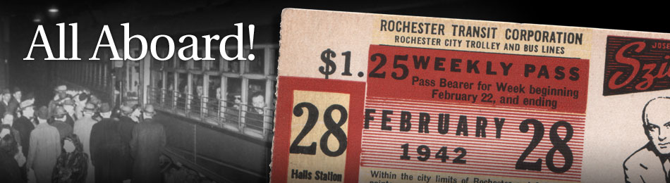 Original Bus & Trolley Weekly Transit Pass, Rochester Transit Corporation, 1942